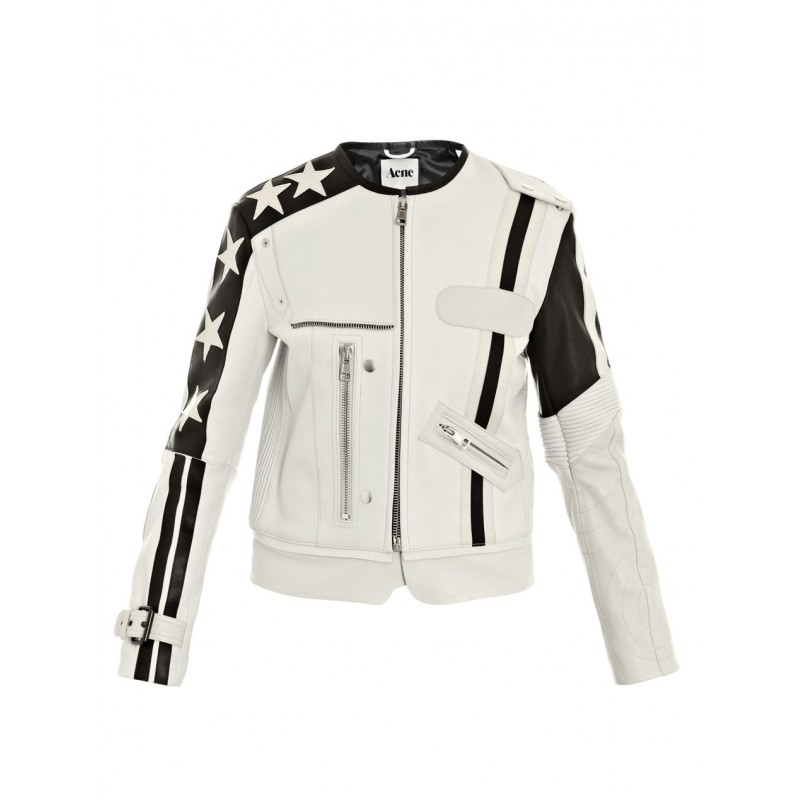 leather jacket with white stars