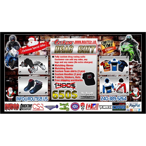 Deal 5 Custom Drag racing suit X Mas offer E mail info@route21.us